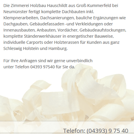 Zimmermann in Oersdorf - Winsen, Kaltenkirchen oder Kattendorf